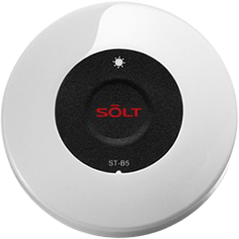 CST Call Buttons. SOLT SB5 black button with white base.
